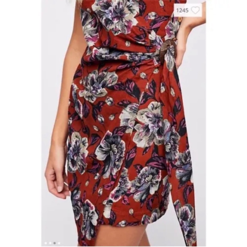 Free People Is Hot To Trot Floral Print Strapless Front Wrap Mini Dress - Picture 6 of 6